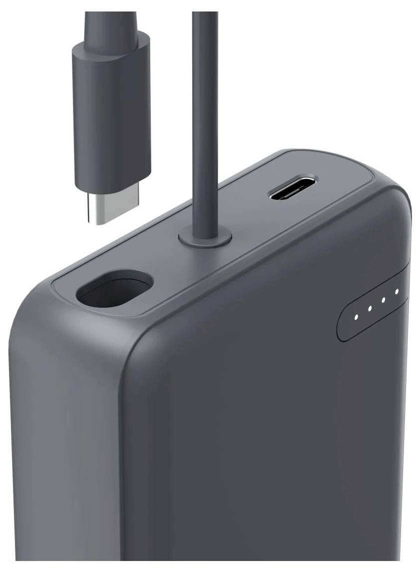 Hama Power Pack "Travel" mit Kabel, 10000mAh, 2 Ausgänge: 2x USB-C, Anthrazit Powerbank Anthrazit