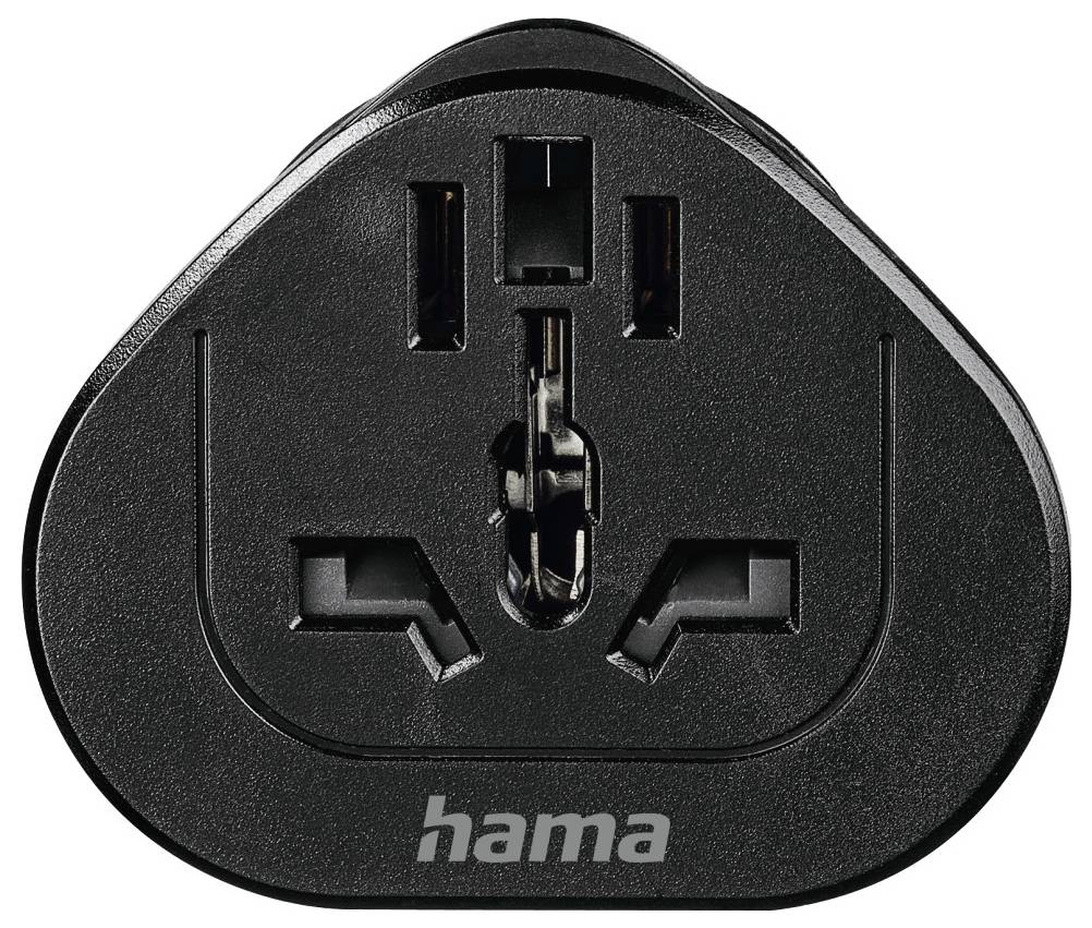 Hama 00223454 Reiseadapter Reiseadapter Typ E und F, 3-polig, universal, Welt nach Europa, Schwarz
