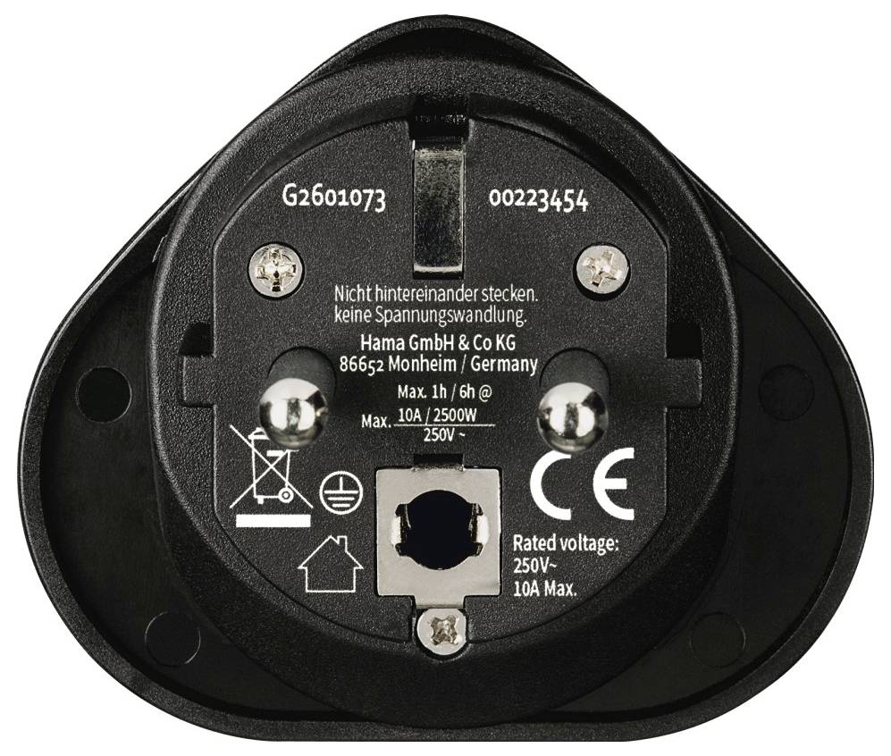 Hama 00223454 Reiseadapter Reiseadapter Typ E und F, 3-polig, universal, Welt nach Europa, Schwarz