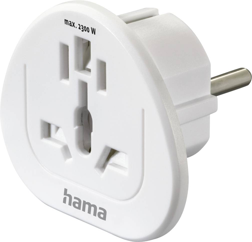 Hama 00223455 Reiseadapter Reiseadapter Typ E und F, 3-polig, universal, Welt nach Europa, Weiß