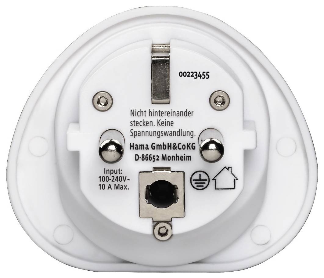 Hama 00223455 Reiseadapter Reiseadapter Typ E und F, 3-polig, universal, Welt nach Europa, Weiß