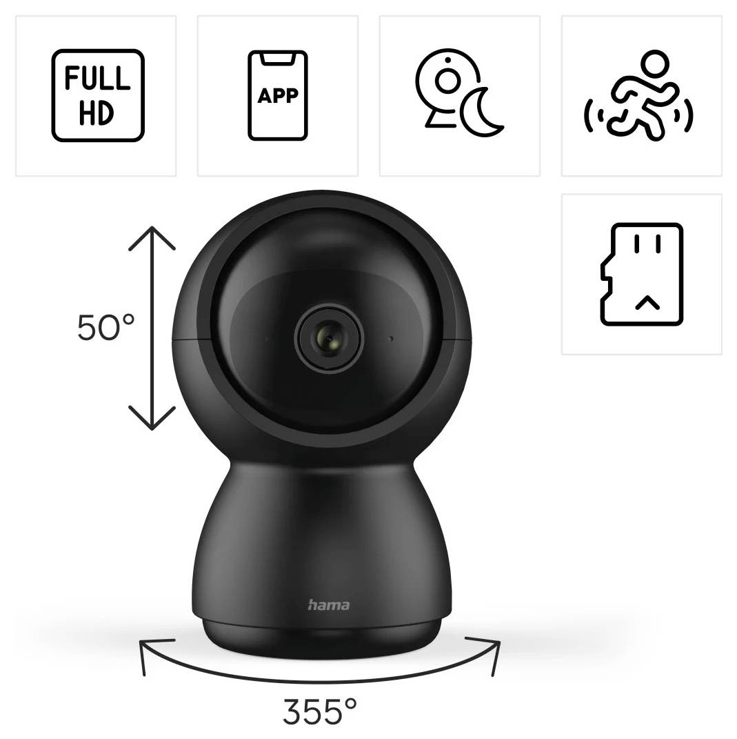 Hama Überwachungskamera, WLAN, innen, schwenkbar, Bewegungsmelder, Aufzeichnung 00176647 Kabellos IP Überwachungskamera