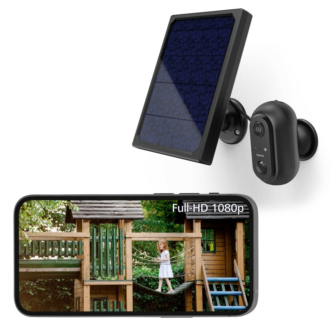 Hama Überwachungskamera, WLAN-Kamera outdoor, Akku, Solar, Aufzeichnung, 1080p 00176648 Kabellos IP Überwachungskamera