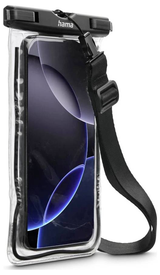 Hama Wasserdichte Handyhülle, bis 6,7", IPX8, Unterwasserhülle, zum Umhängen, SW Cover Schwarz, Transparent 00019858