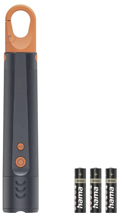 Hama LED-Taschenlampe "FLX350", Batterien, stoßfest, Aluminium, 4 Modi+SOS, Zoom Taschenlampe 233g