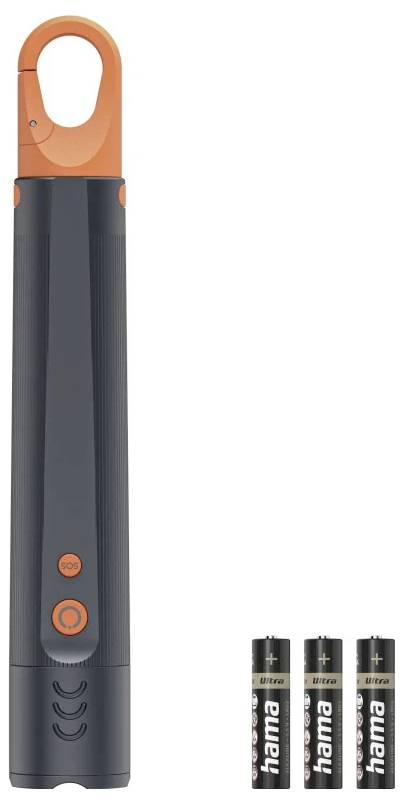 Hama LED-Taschenlampe "FLX600", Batterien, stoßfest, Aluminium, 4 Modi+SOS, Zoom Taschenlampe 266g