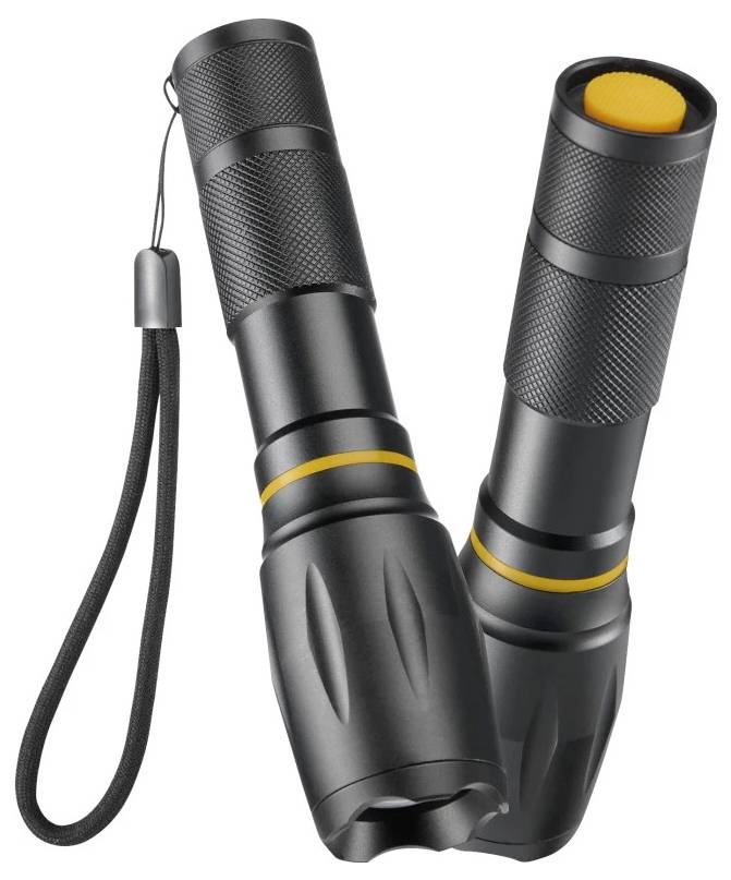hama 00228620 LED-Taschenlampe "W200", Batterien, Zoom, COB, Aluminium, 3 Modi