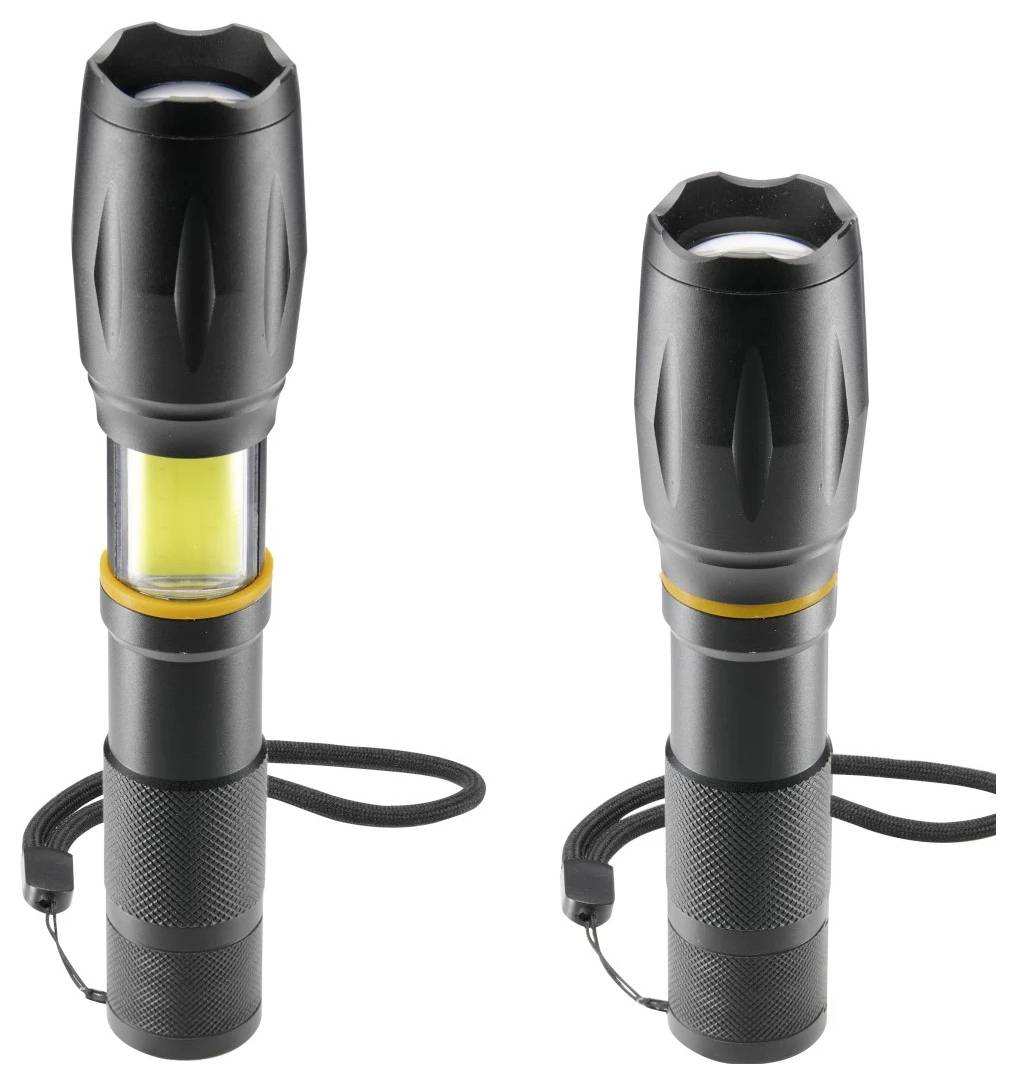 Hama LED-Taschenlampe "W200", Batterien, Zoom, COB, Aluminium, 3 Modi Taschenlampe 140g