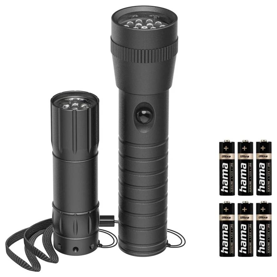 Hama LED-Taschenlampe "FL-DUO", mit Batterien, Aluminium, 2er-Set Taschenlampe