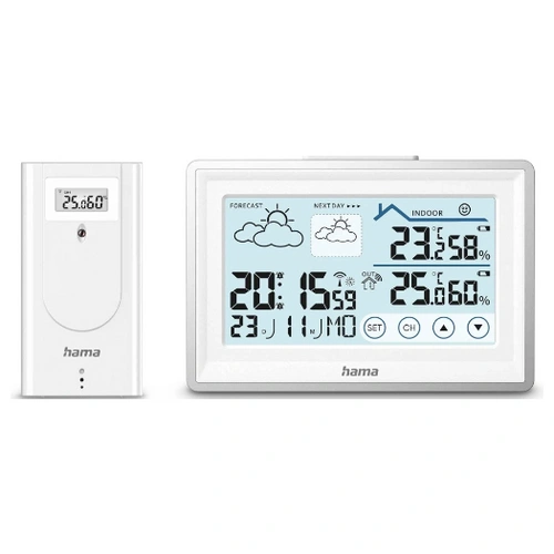 Hama Wetterstation "Bahamas", mit Außensensor, Funk, Wecker, Raumklima, Weiß 00222228 Funk-Wetterstation Hama Wetterstation "Bahamas", mit Außensensor, Funk, Wecker, Raumklima, Weiß 00222228 Funk-Wetterstation