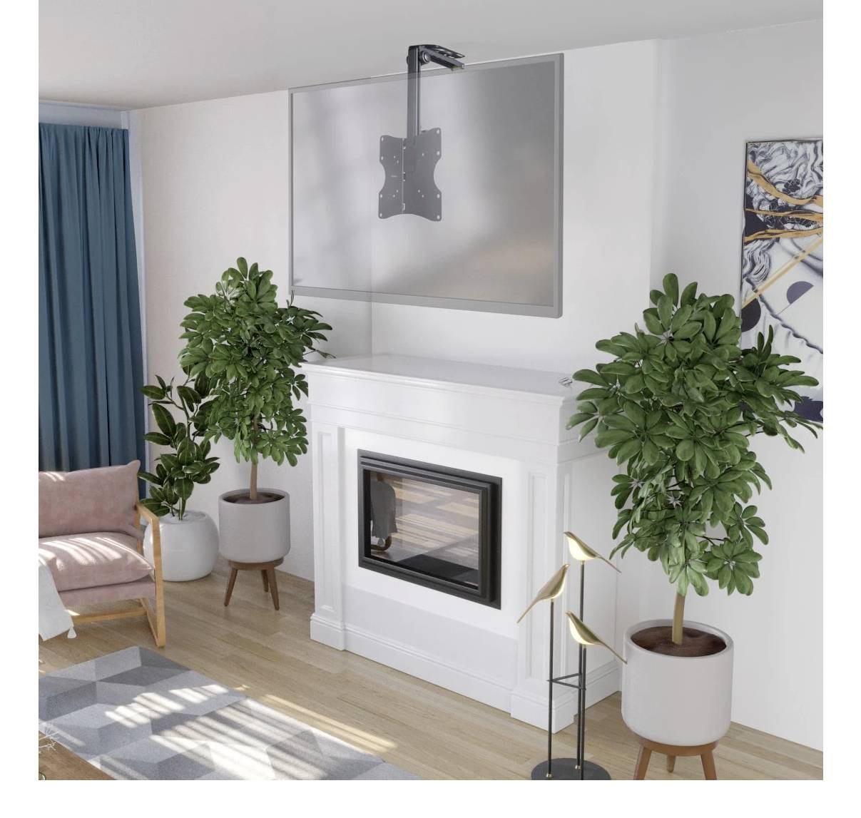 Hama TV-Deckenhalterung, schwenkbar, höhenverstellbar, 117cm (46") bis 20kg TV-Deckenhalterung 116,8cm (46")