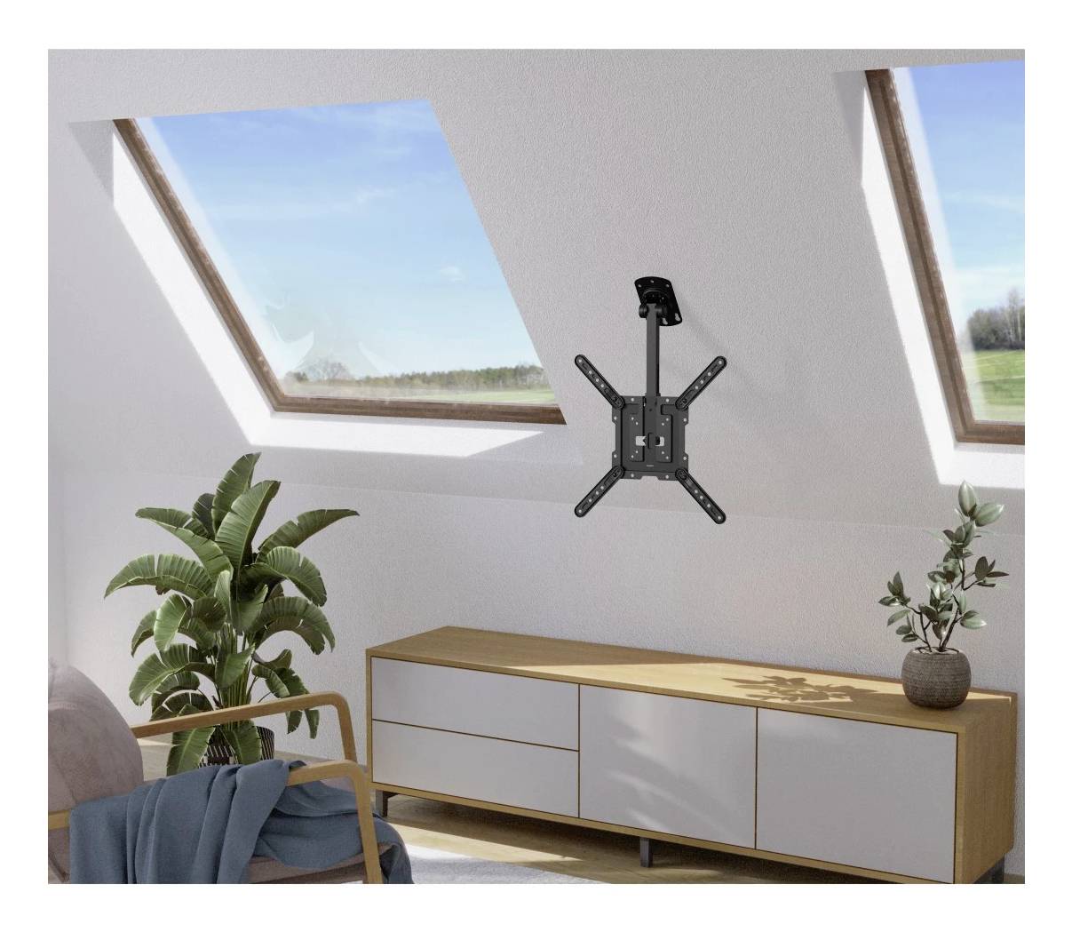 Hama TV-Deckenhalterung schwenkbar, höhenverstellbar, 400x400, 165cm (65"), SW TV-Deckenhalterung 165,1cm (65")