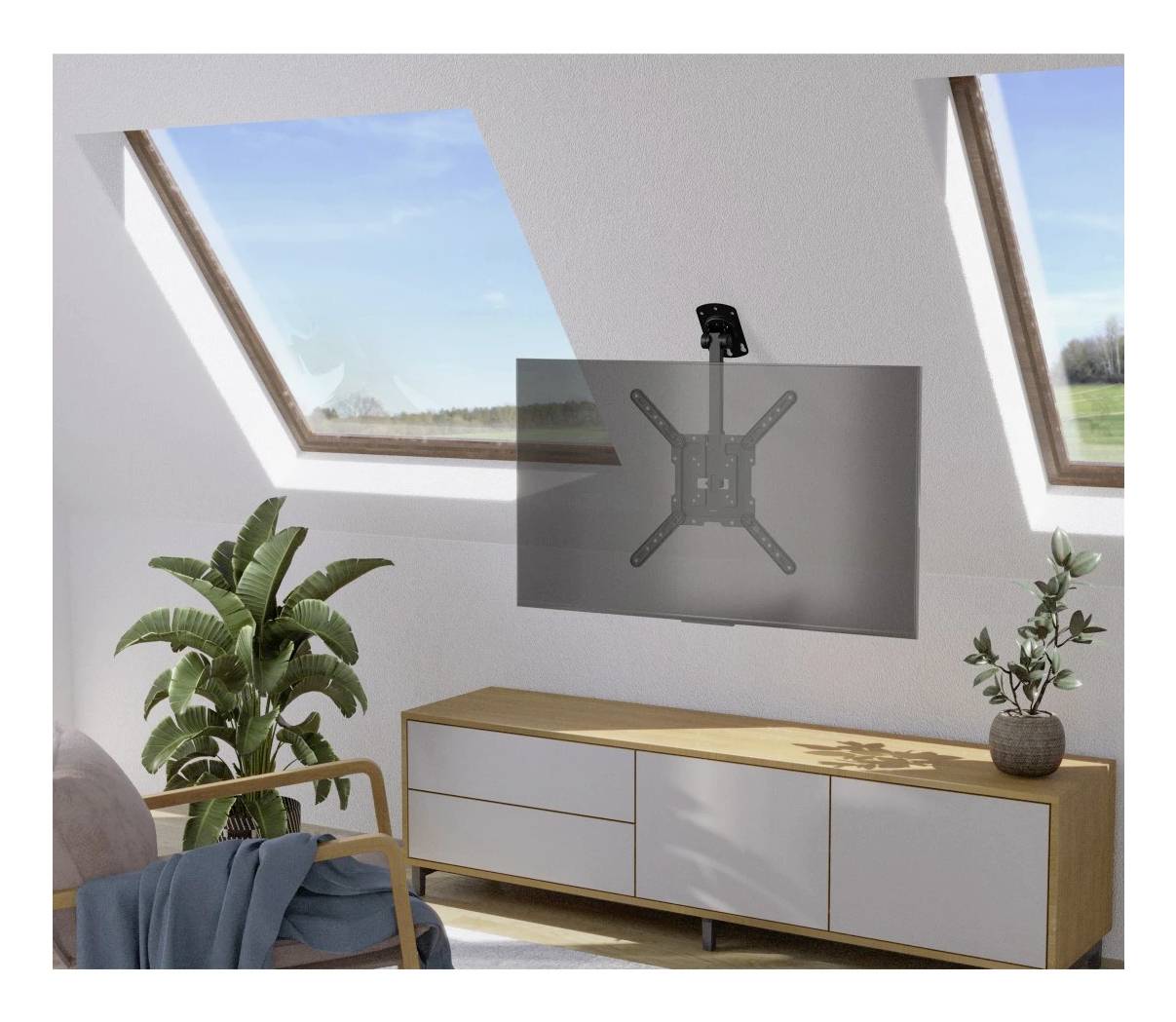 Hama TV-Deckenhalterung schwenkbar, höhenverstellbar, 400x400, 165cm (65"), SW TV-Deckenhalterung 165,1cm (65")