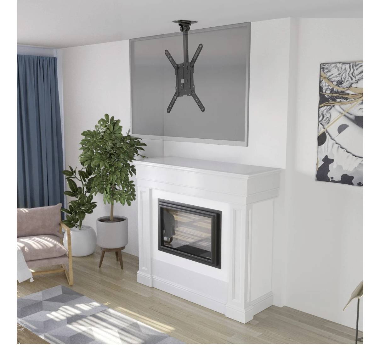 Hama TV-Deckenhalterung schwenkbar, höhenverstellbar, 400x400, 165cm (65"), SW TV-Deckenhalterung 165,1cm (65")