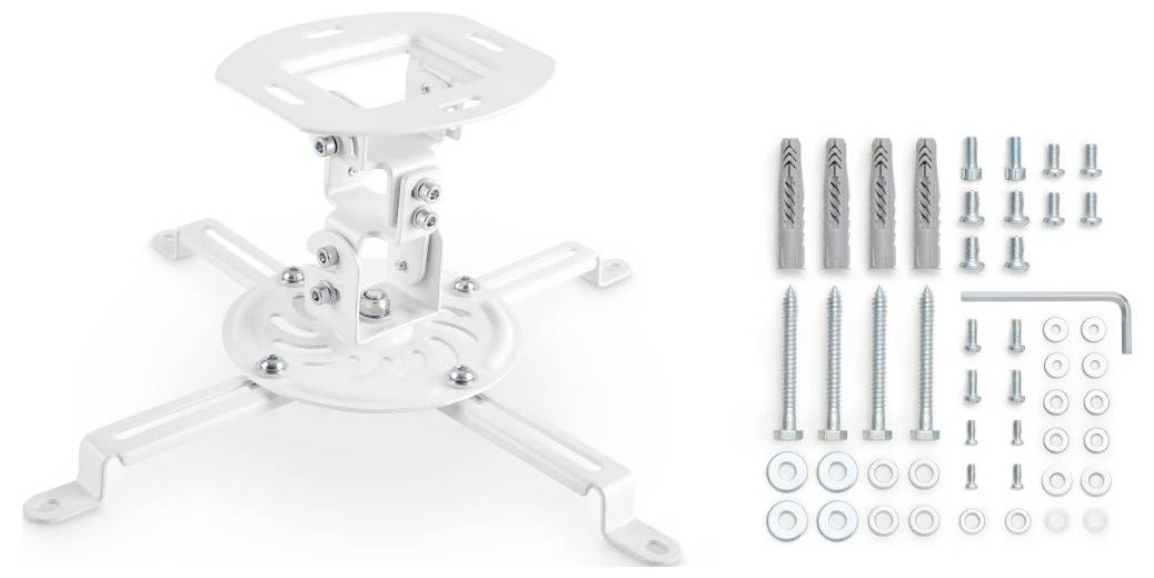 Hama Beamerhalterung, schwenkbar, drehbar, neigbar, für Decke, bis 13,5kg Beamer-Deckenhalterung Weiß