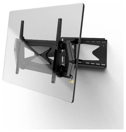 Eine Wandhalterung für Fernseher mit ausziehbarem Arm und verstellbarer Neigungsfunktion, konzipiert zur Unterstützung von Flachbildschirm-Fernsehern.