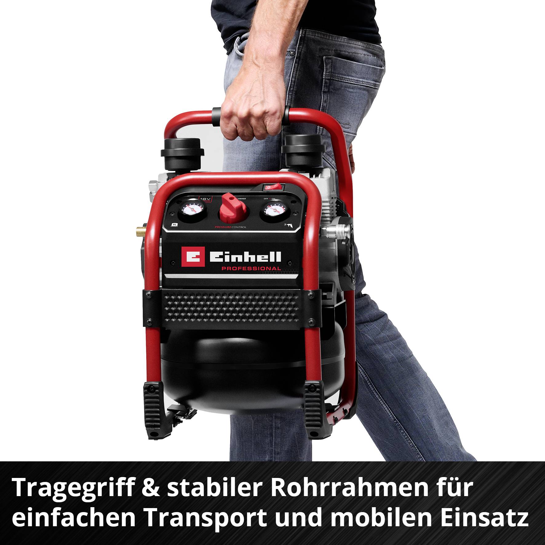 Einhell Professional 4020385 Akku-Kompressor SILENZZO 18/160 8 bar 2 Zylinder
