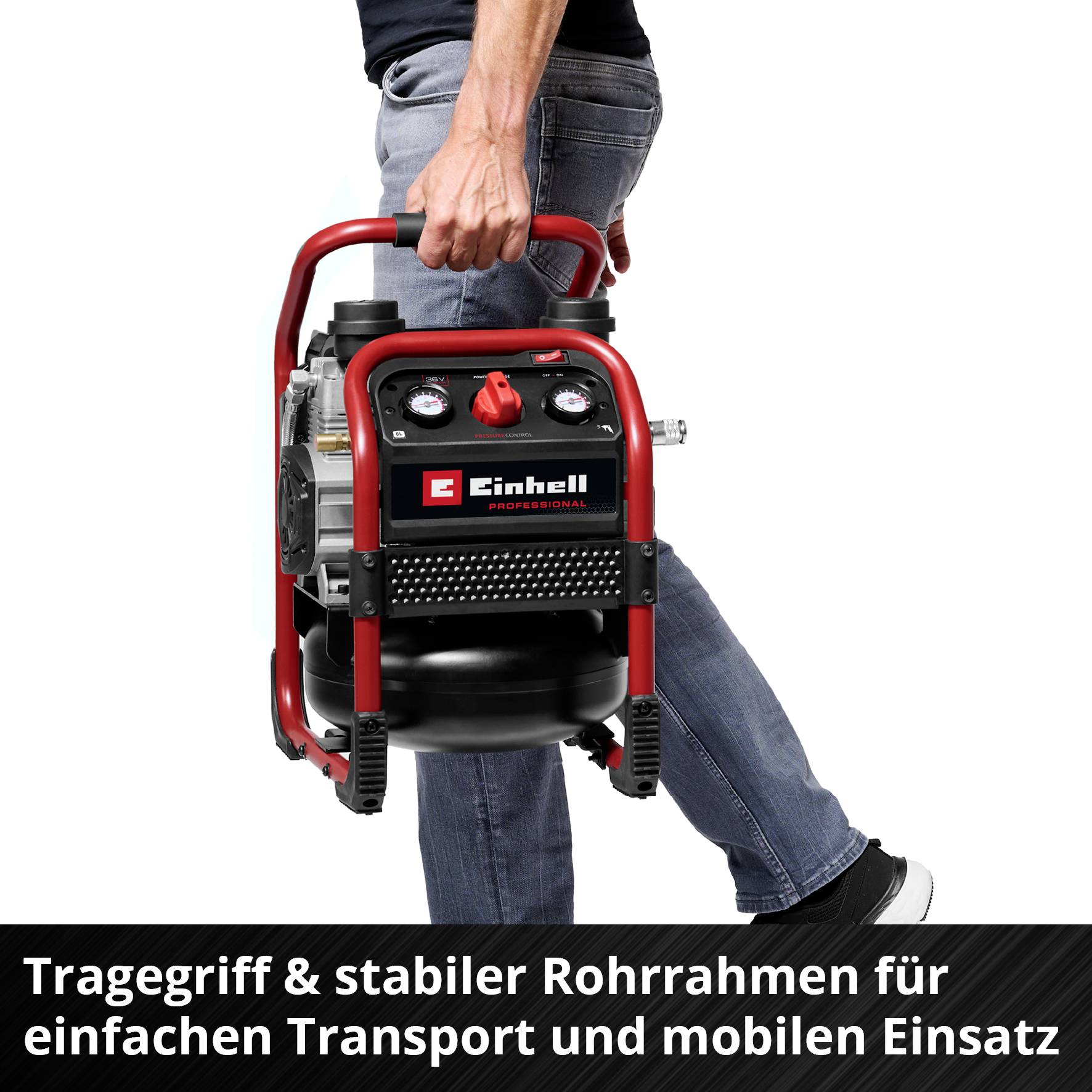 Einhell Professional 4020380 Akku-Kompressor SILENZZO 36/21 8 bar 2 Zylinder