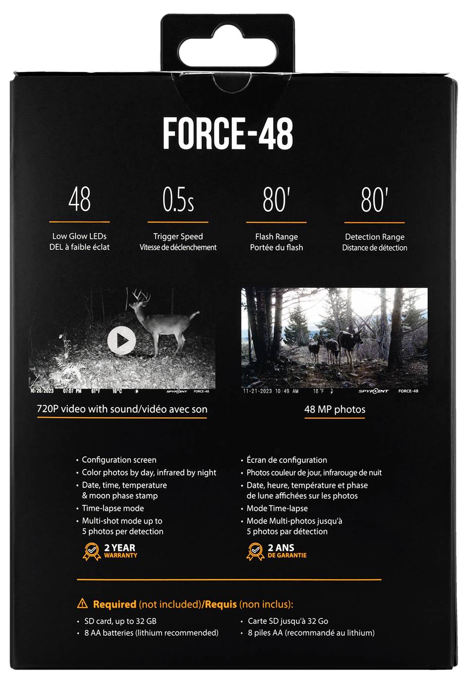 Spypoint Wildkamera 48 Megapixel Low-Glow-LEDs Anthracite Black