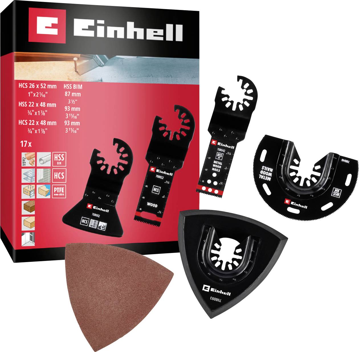 Einhell 708117 17-tlg SB Bimetall Multifunktionswerkzeug-Zubehör-Set 1St.