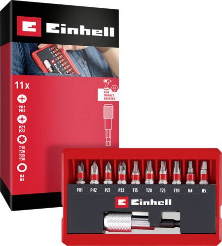 Einhell Bit Taschenbox 11tlg 118663 Bit-Set PH, PZ, Innen-Sechskant, TX inkl. Bithalter