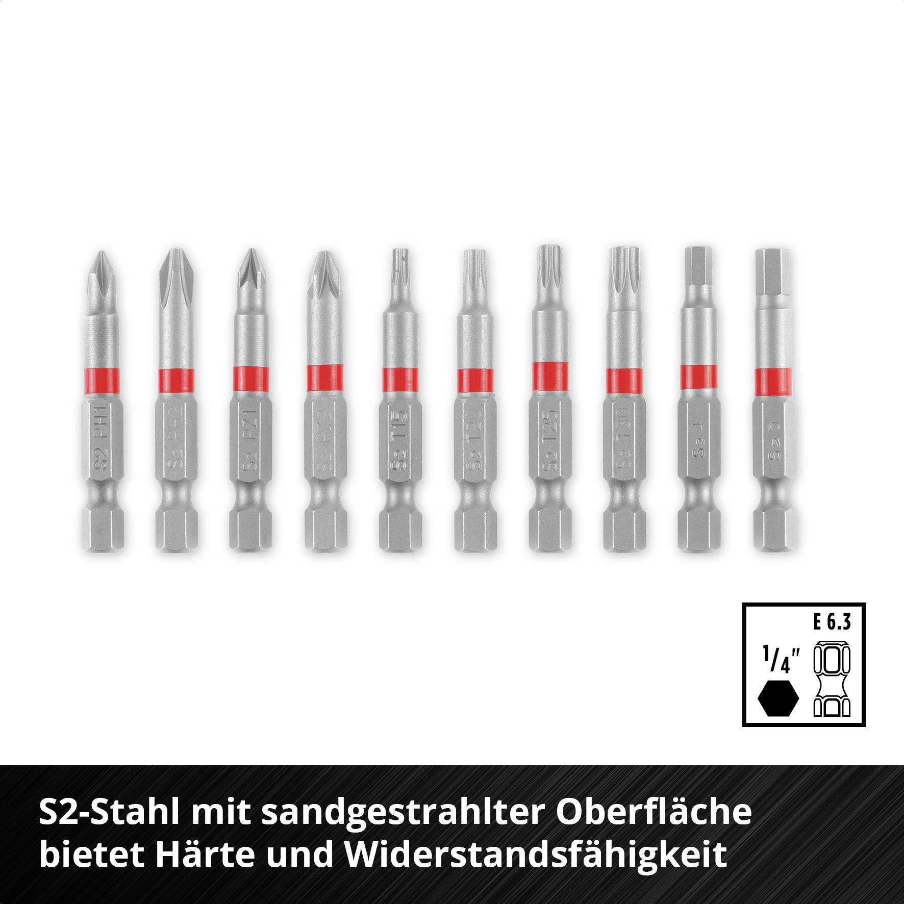 Einhell Bit Taschenbox 10tlg 118643 Bit-Set TORX, PH, PZ, Innen-Sechskant