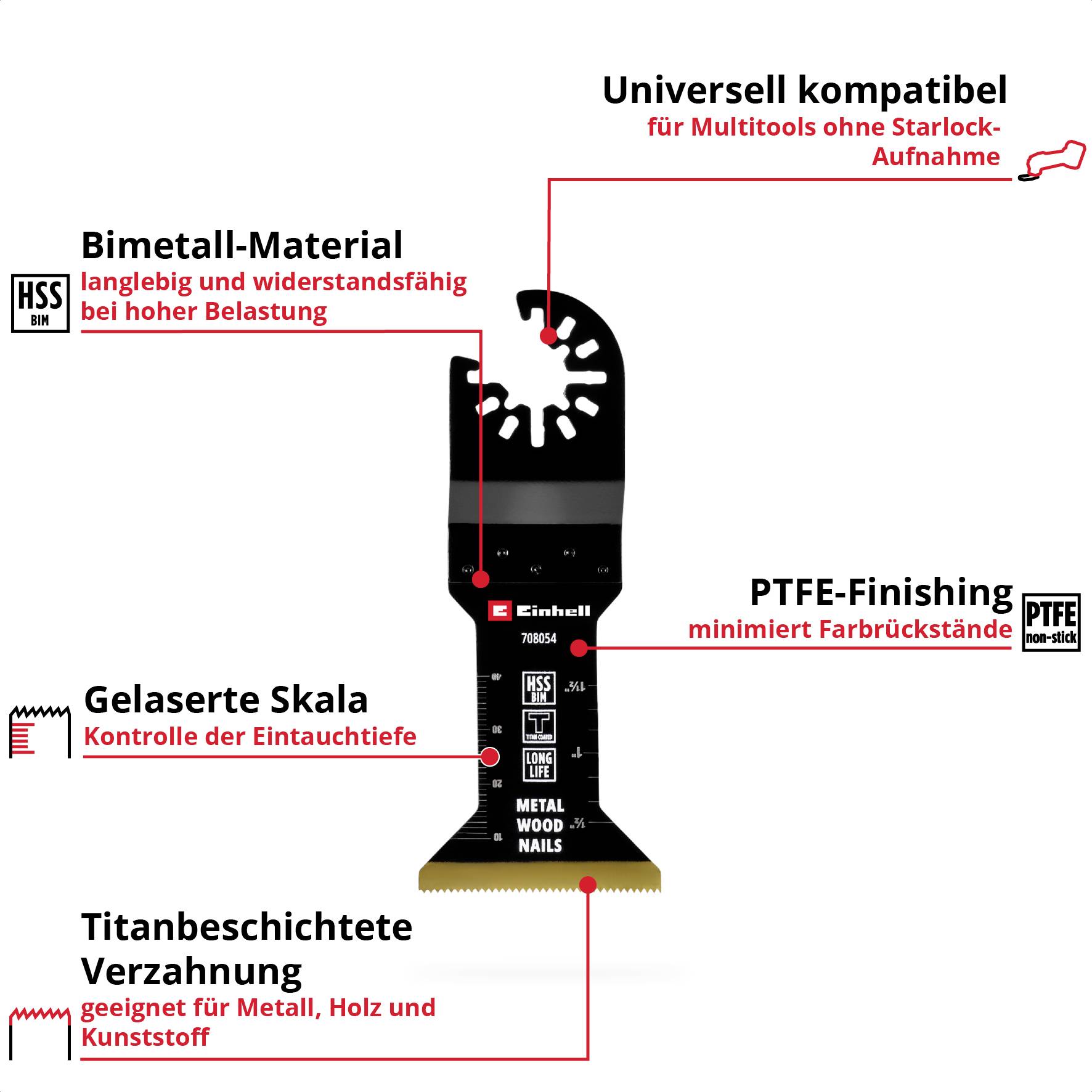 Einhell 708054 Tauchsägeblatt BIM-TI, 45mm Bimetall Tauchsägeblatt 45mm 1St.