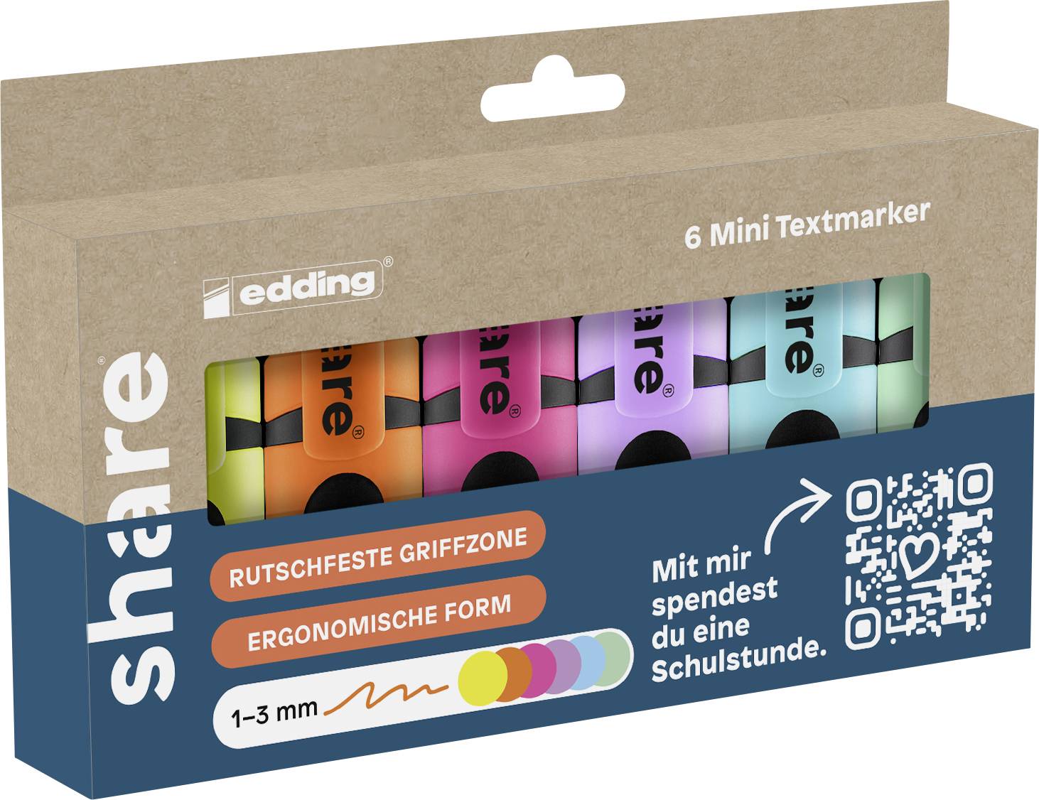 Share Textmarker 4-0021-6-1000 Neongelb, Neonorange, Neonpink, Pastell-Violett, Pastell-Blau, Paste