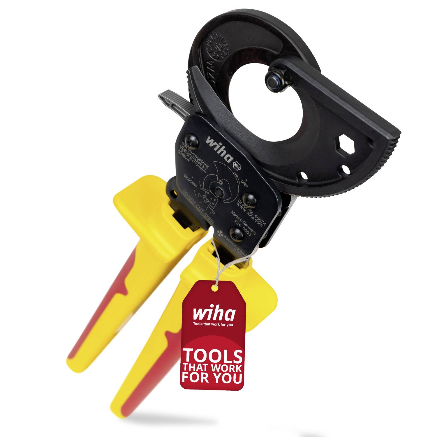 Wiha 46674 Kabelschneider Geeignet für (Abisoliertechnik) Alu- und Kupferkabel, ein- und mehrdrähtig 34mm 300mm²