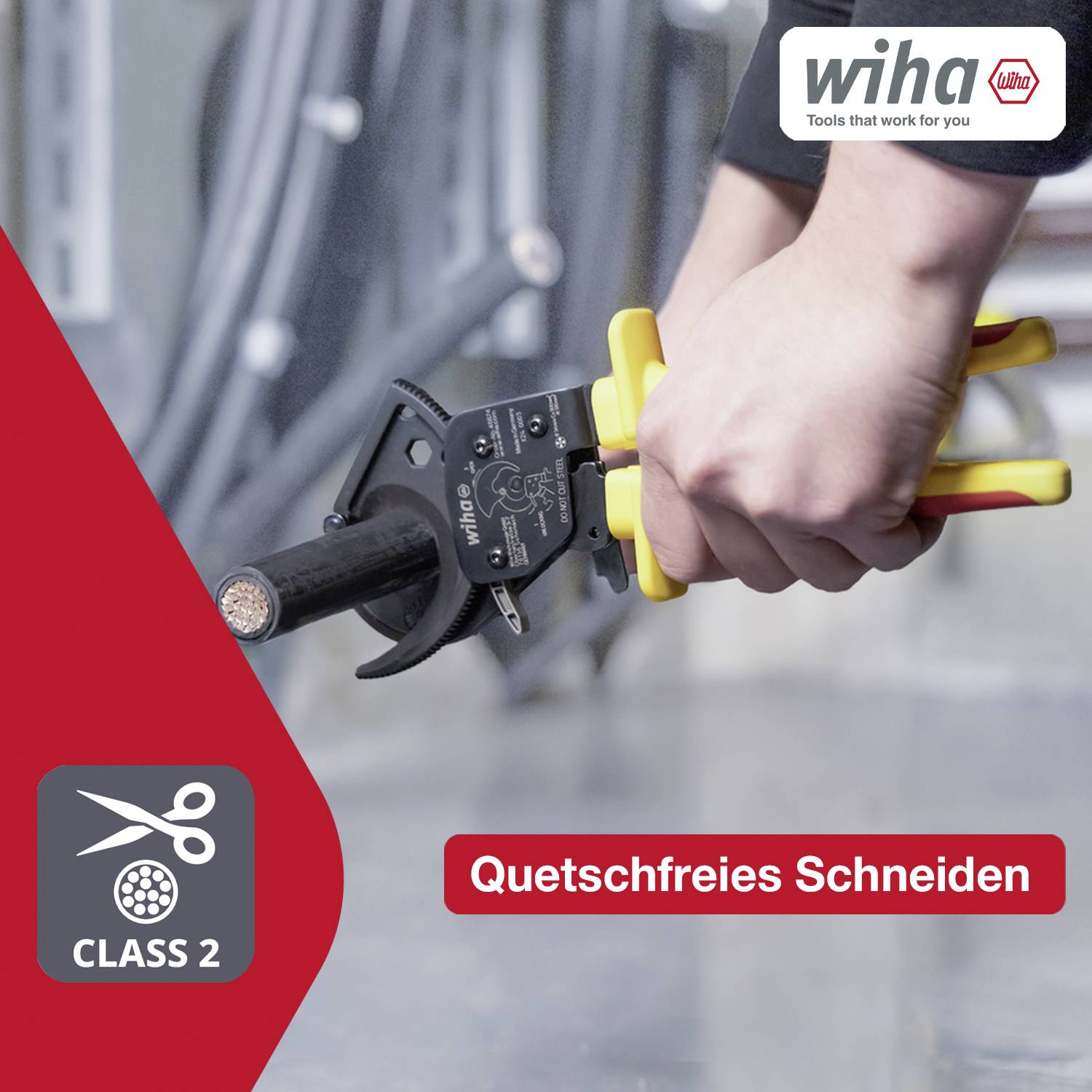 Wiha 46674 Kabelschneider Geeignet für (Abisoliertechnik) Alu- und Kupferkabel, ein- und mehrdrähtig 34mm 300mm²