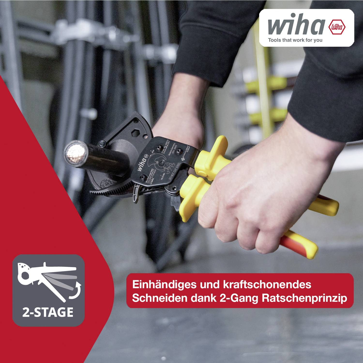 Wiha 46674 Kabelschneider Geeignet für (Abisoliertechnik) Alu- und Kupferkabel, ein- und mehrdrähtig 34mm 300mm²