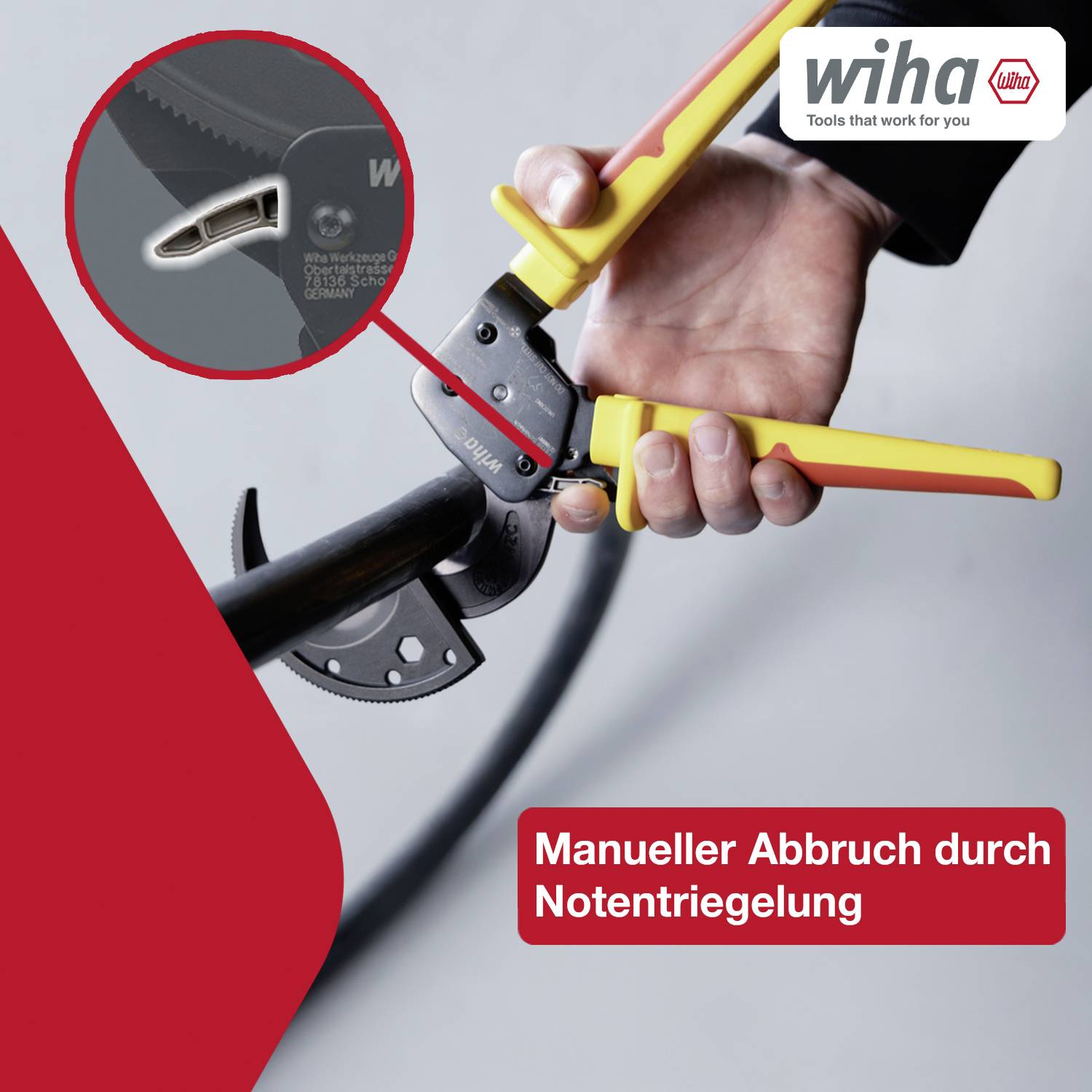 Wiha 46674 Kabelschneider Geeignet für (Abisoliertechnik) Alu- und Kupferkabel, ein- und mehrdrähtig 34mm 300mm²