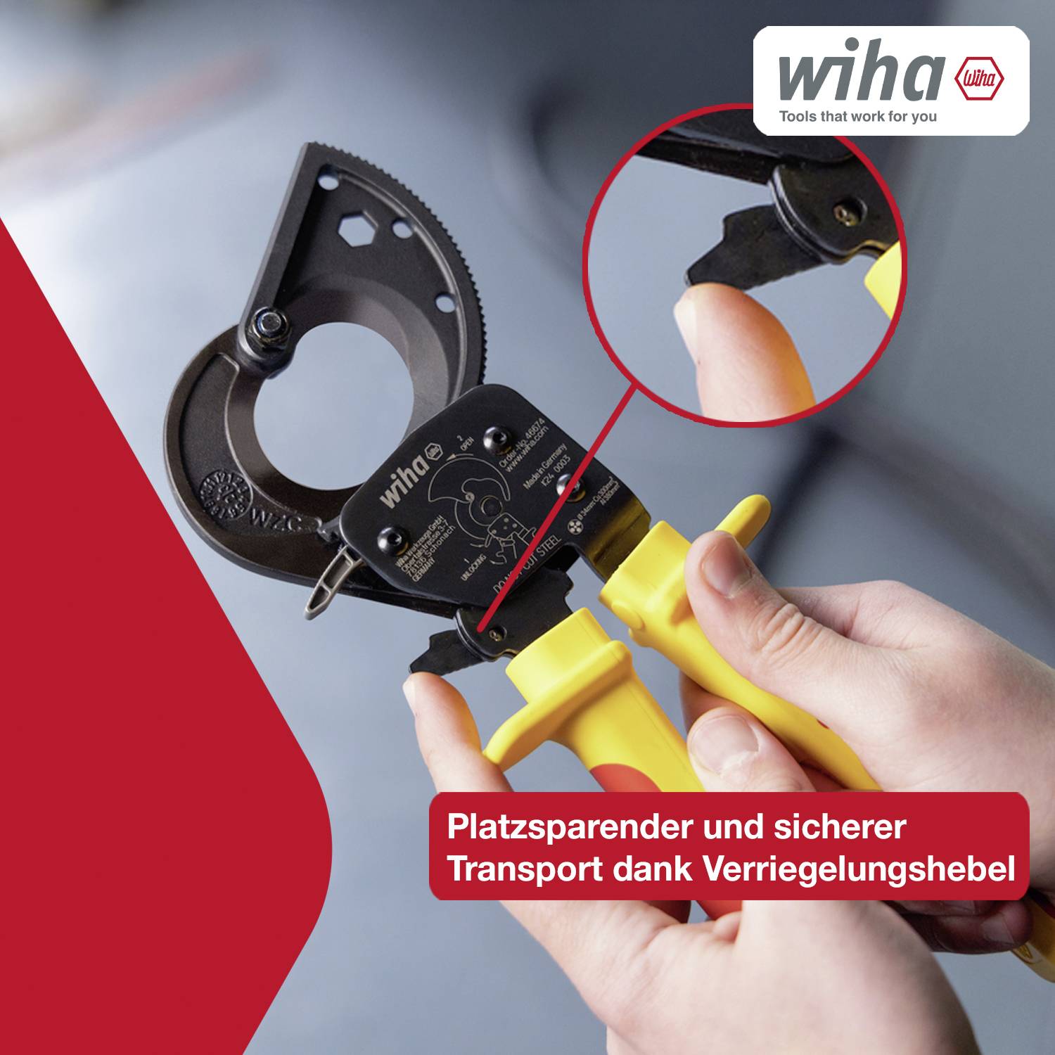 Wiha 46674 Kabelschneider Geeignet für (Abisoliertechnik) Alu- und Kupferkabel, ein- und mehrdrähtig 34mm 300mm²