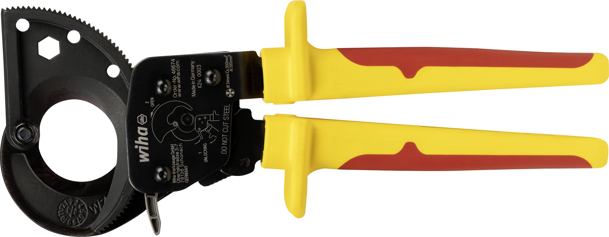 Wiha 46674 Kabelschneider Geeignet für (Abisoliertechnik) Alu- und Kupferkabel, ein- und mehrdrähtig 34mm 300mm²