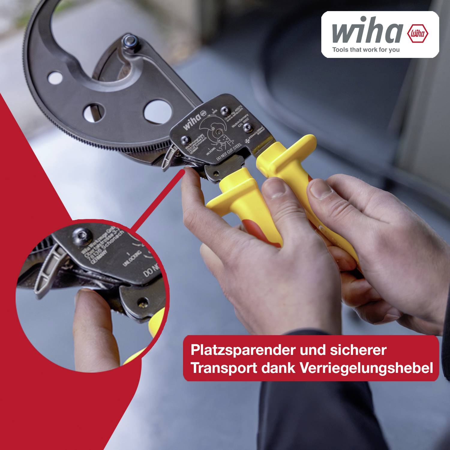 Wiha 46675 Kabelschneider Geeignet für (Abisoliertechnik) Alu- und Kupferkabel, ein- und mehrdrähtig 62mm 500mm²