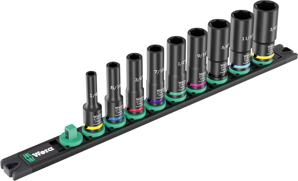 Wera 9661 05005591001 Außen-Sechskant Steckschlüsseleinsatz 1/4", 5/16", 3/8", 7/16", 1/2", 9/16"
