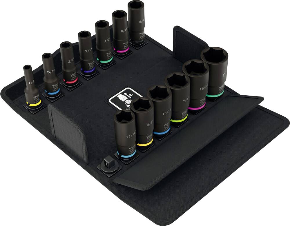 Wera 8790 B Impaktor Deep Imperial Set 1 05005581001 Außen-Sechskant Steckschlüsseleinsatz 1/4", 5/16", 3/8", 7/16", 1/2", 9/16"