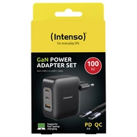 Intenso W100ACC+C520C black USB-C® Adapter 100W USB-A, USB-C® Schwarz Intenso W100ACC+C520C black USB-C® Adapter 100W USB-A, USB-C® Schwarz