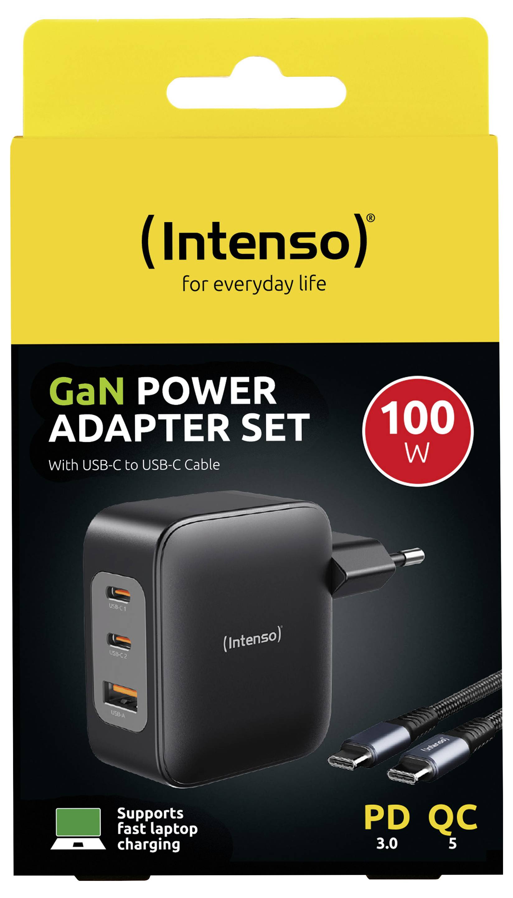 Intenso W100ACC+C520C black USB Ladegerät 100 W 2x USB-C®, 1x USB-A Schwarz