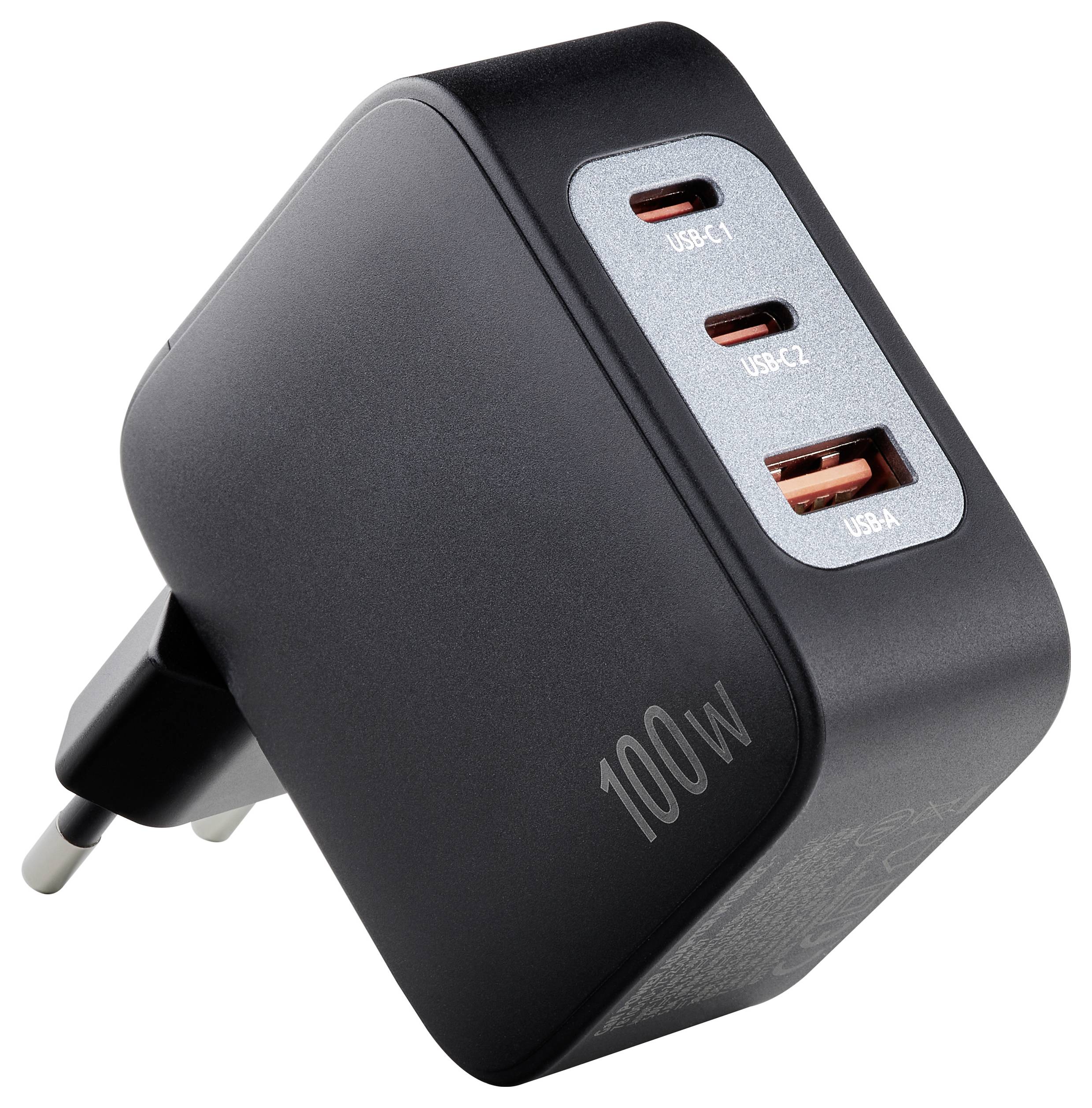 Intenso W100ACC+C520C black USB Ladegerät 100 W 2x USB-C®, 1x USB-A Schwarz