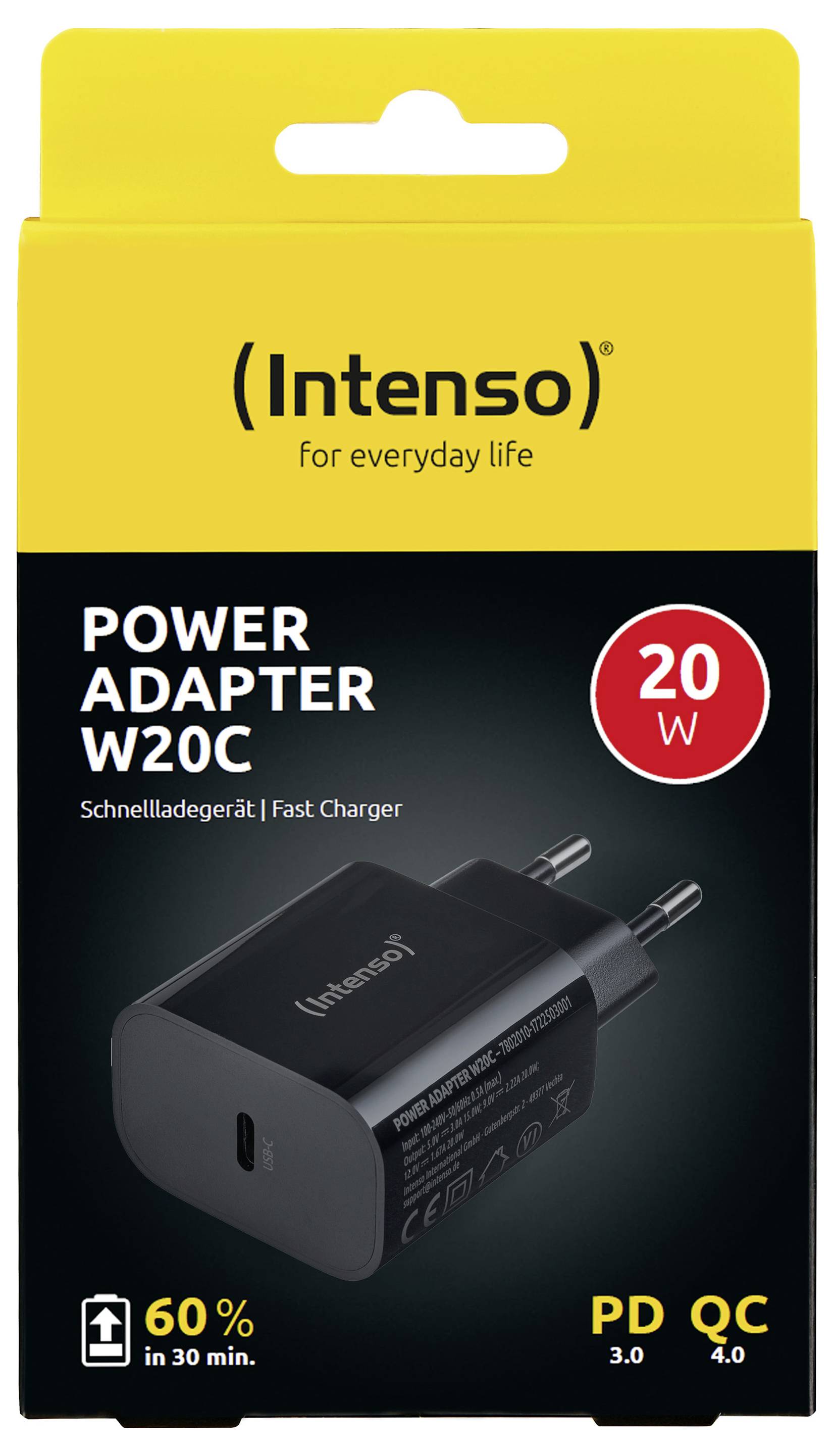 Intenso W20C black USB-C® Adapter 20 W USB-C® Schwarz