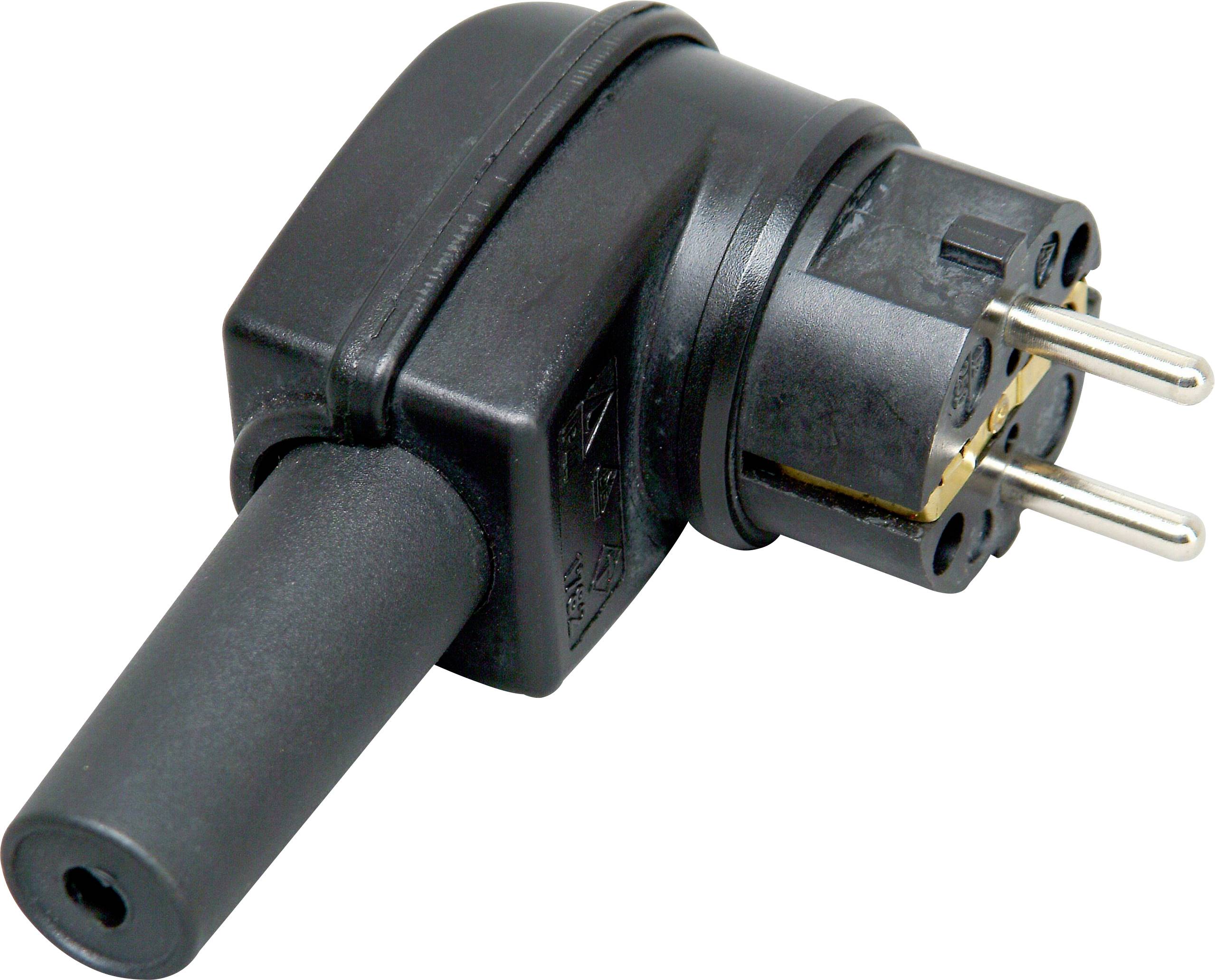 Kopp 178216054 Schutzkontakt-Winkelstecker PA, Gummi 230 V Schwarz IP44