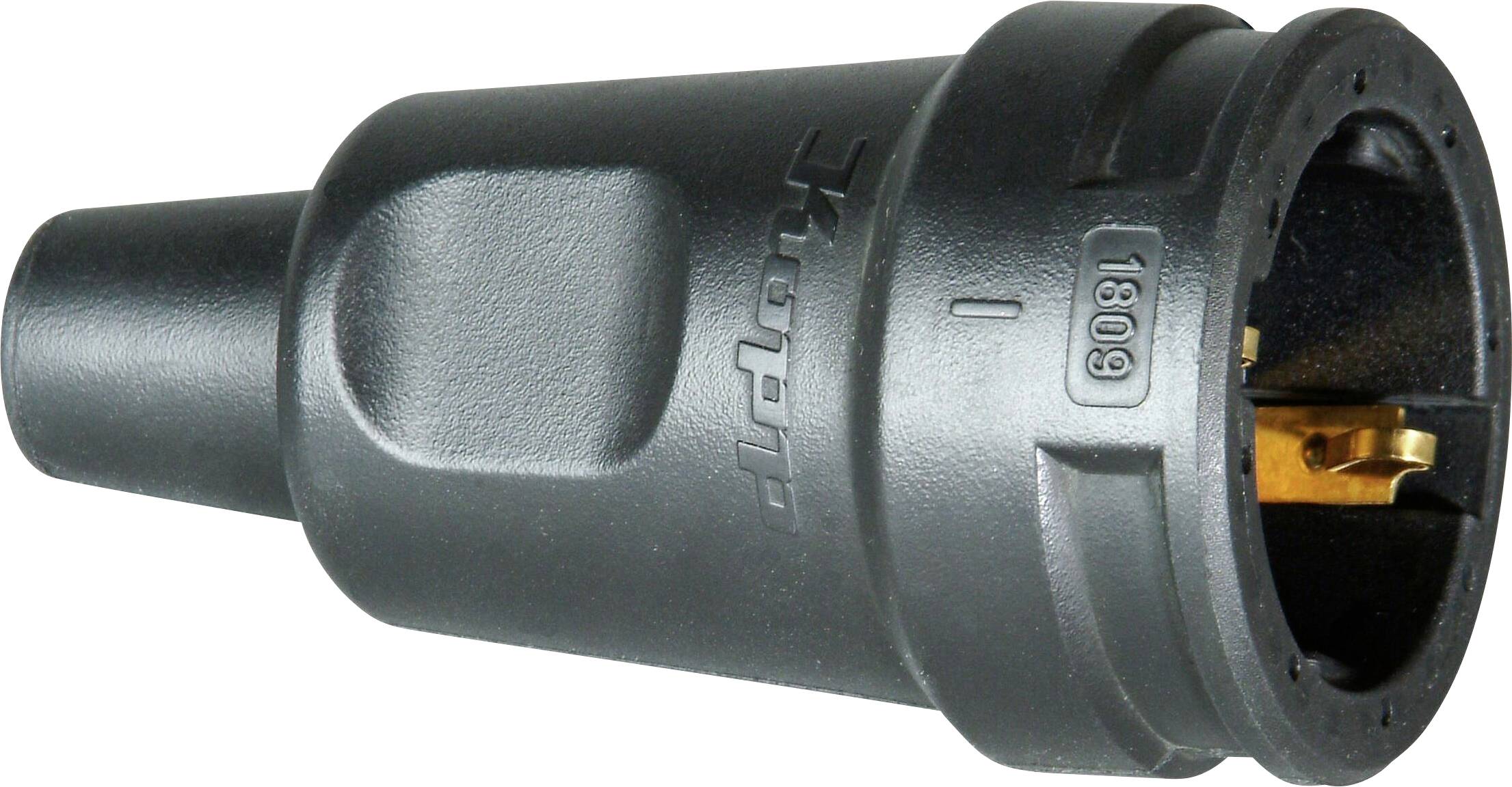 Kopp 180916009 Schutzkontaktkupplung PA, Gummi 230V Schwarz IP20
