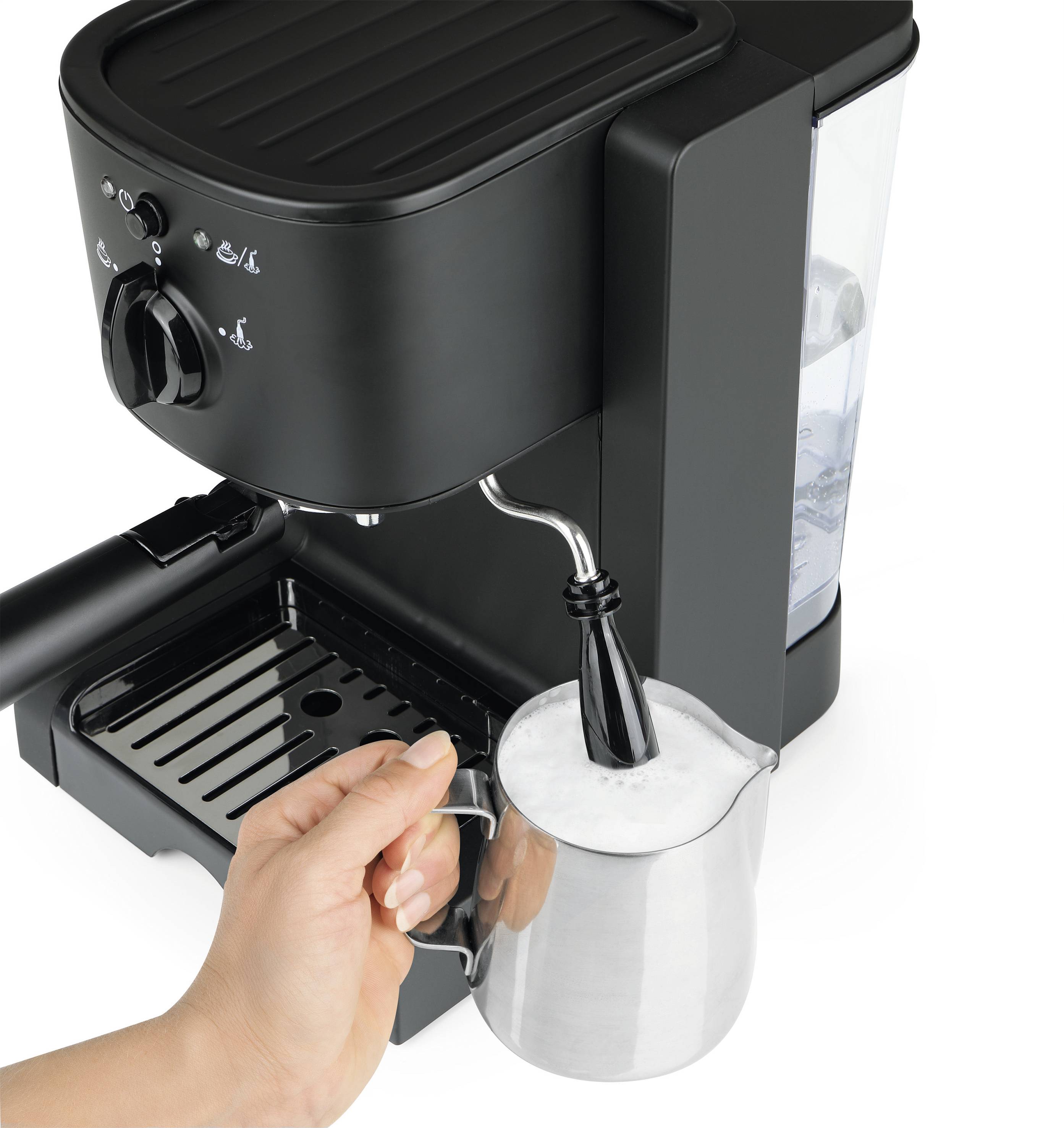 BEEM 03270 Espressomaschine mit Siebträger Schwarz (matt) 1470W Warmhaltefunktion, mit Milchaufschäumdüse