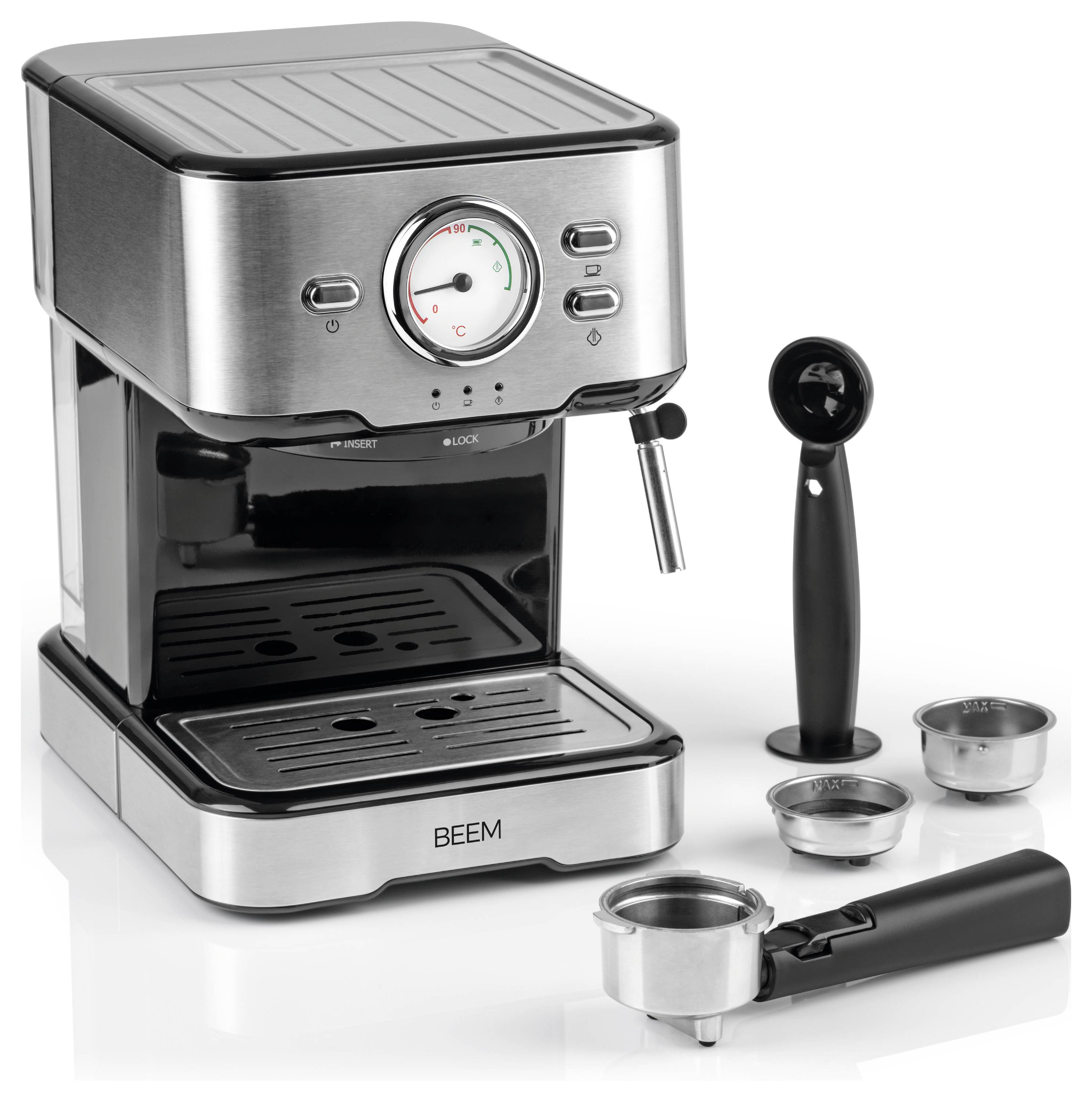 BEEM 05025 Espressomaschine mit Siebträger Schwarz, Silber 1100W
