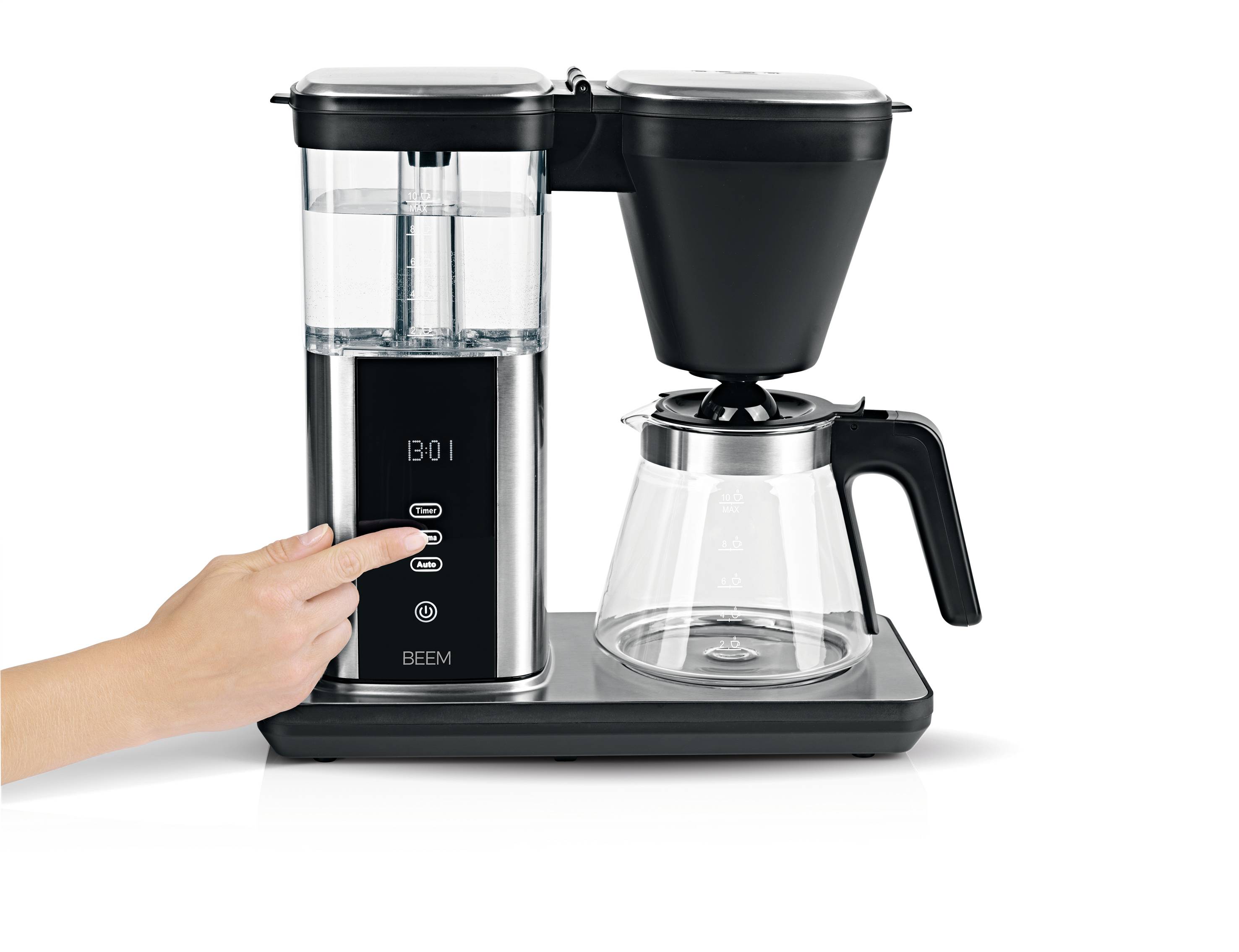BEEM 02275 Kaffeemaschine Schwarz, Silber Fassungsvermögen Tassen=10 Warmhaltefunktion, Timerfunktion, Glaskanne