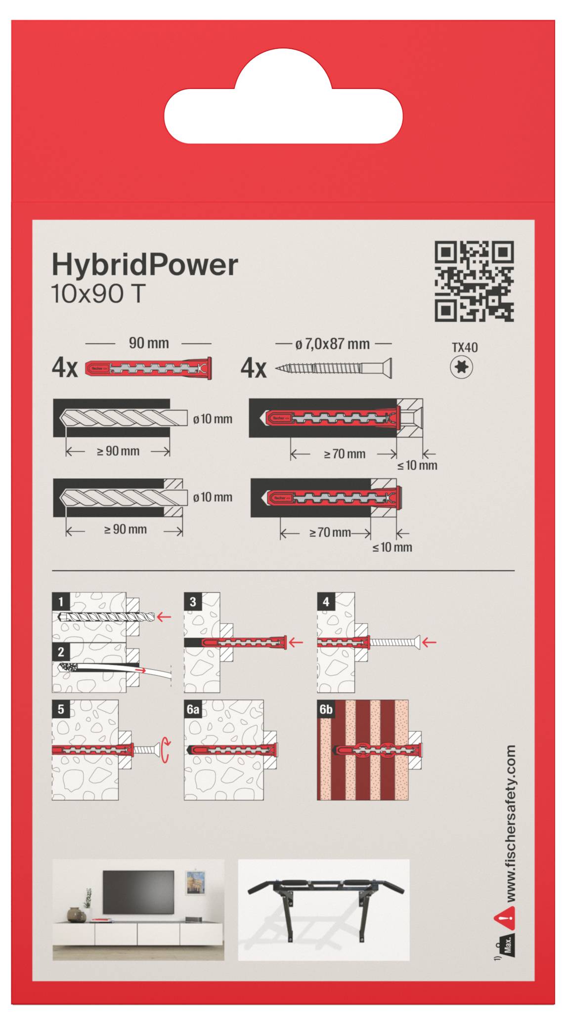 Fischer 577393 HybridPower Dübelset 90 mm 4 St.