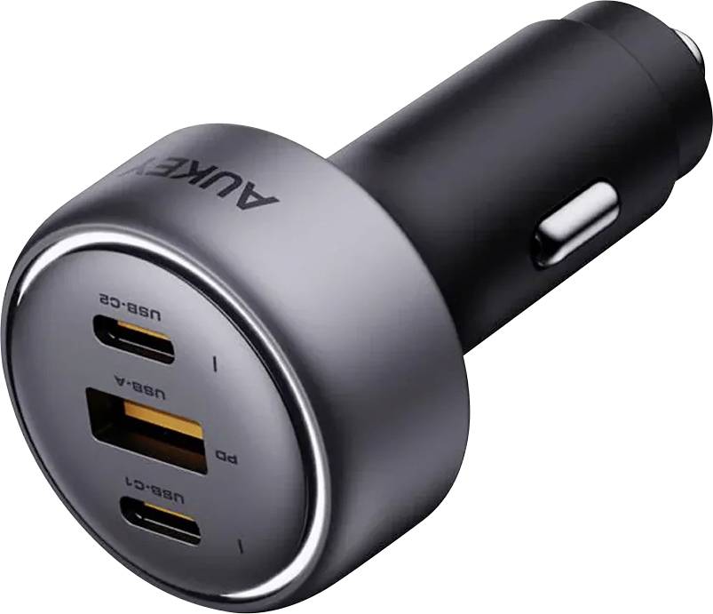 Aukey Pathfinder 66W USB Ladegerät 66W 2x USB-C®, 1x USB-A USB PD, PPS KFZ, LKW Schnellladegerät