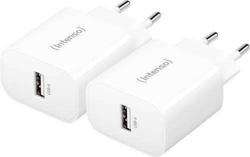 Intenso W5A white double pack USB-C® Adapter 5 W USB-A Weiß Steckdose