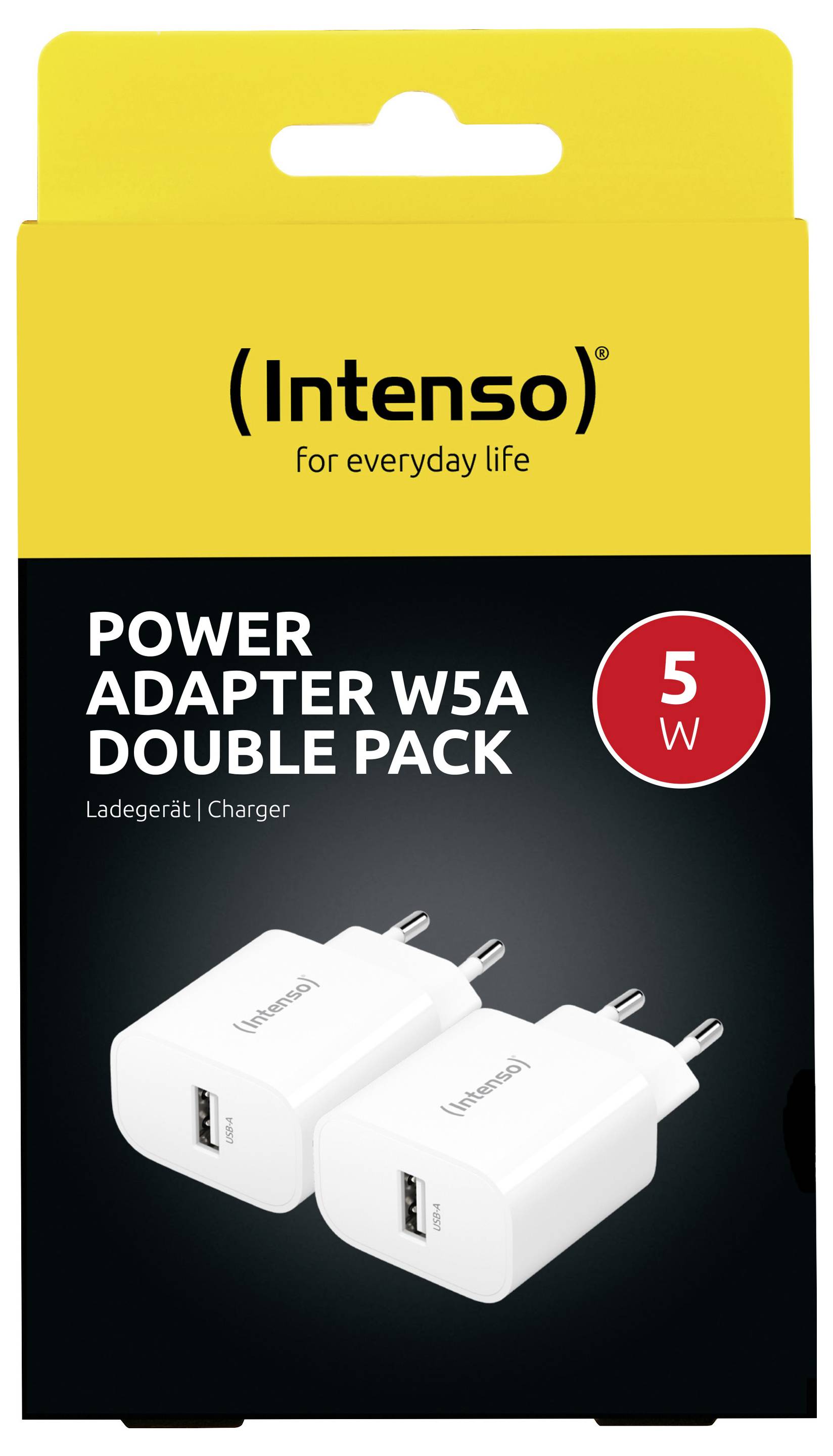 Intenso W5A white double pack USB-C® Adapter 5W USB-A Weiß Steckdose